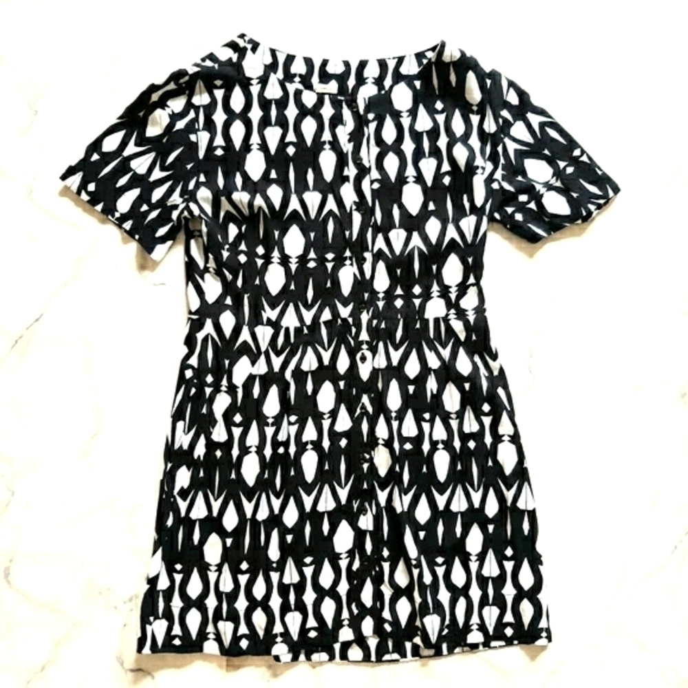 Osklen Designer Mod Geo Print Button Front Dress